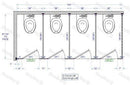 Bradley IC43660-PL Toilet Partition, 4 In Corner Compartments, 144"W x 61-1/4"D, Plastic - TotalRestroom.com