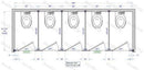 Bradley BW53660 Bradley Toilet Partition, 5 Between Wall Compartments, 180"W x 61-1/4"D, Plastic - TotalRestroom.com