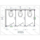 Bradley IC33660 Toilet Partition, 3 In Corner Compartments, 108" W x 61-1/4"D, Metal - TotalRestroom.com