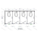 Bradley IC43660 Toilet Partition, 4 In Corner Compartments, 144" W x 61-1/4"D, Metal - TotalRestroom.com
