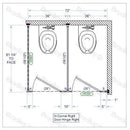 Bradley IC23660 Toilet Partition, 2 In Corner Compartments, 72"W x 61-1/4"D, Stainless Steel - TotalRestroom.com