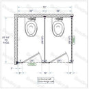 Bradley IC23660 Toilet Partition, 2 In Corner Compartments, 72"W x 61-1/4"D, Stainless Steel - TotalRestroom.com