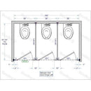 Bradley BW33660 Commercial 3 Between Wall Compartments, 108"W x 61-1/4"D, Stainless Steel - TotalRestroom.com