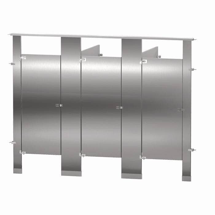 Bradley IC33660 Toilet Partition, 3 In Corner Compartments, 108"W x 61-1/4"D, Stainless Steel - TotalRestroom.com