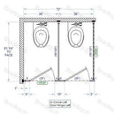 Bradley IC23660 Toilet Partition, 2 In Corner Compartments, 72" W x 61-1/4"D, Metal - TotalRestroom.com