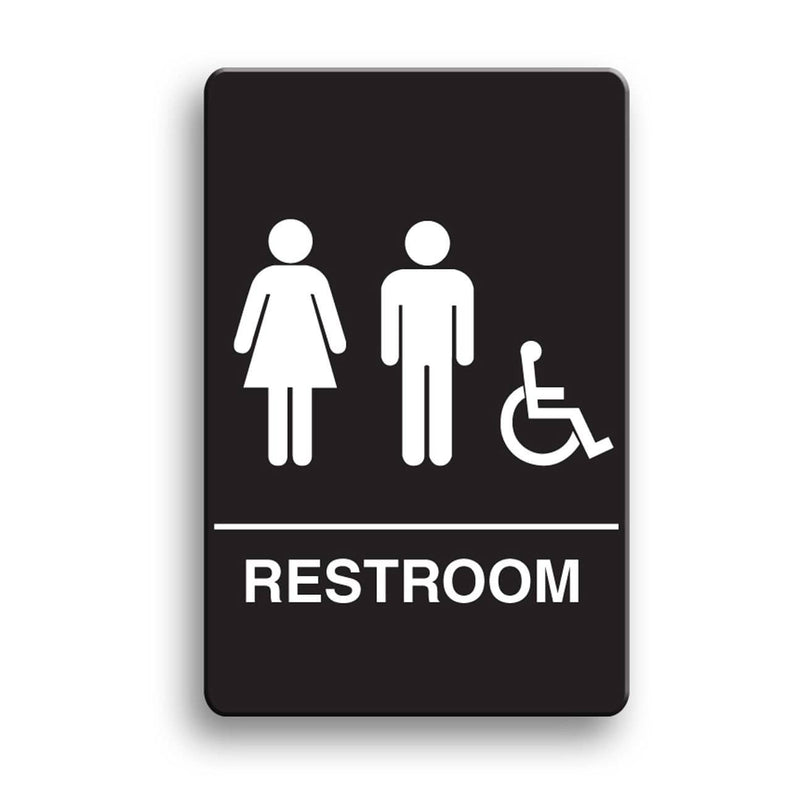 Palmer Fixture Unisex Accessible Restroom Sign-Black - IS1006-16 - TotalRestroom.com