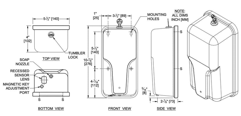 ASI 20364 Commercial Liquid Soap Dispenser, Surface-Mounted, Touch-Free, Stainless Steel - 34 Oz - TotalRestroom.com