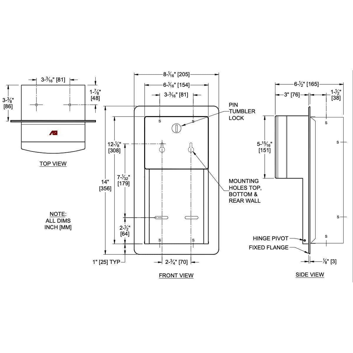 ASI 20031 Commercial Toilet Paper Dispenser, Surface-Mounted, Stainless Steel w/ Satin Finish - TotalRestroom.com