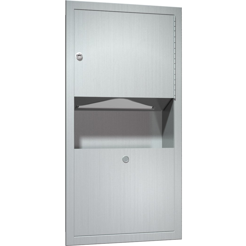 ASI 0462-AD Combination Commercial Paper Towel Dispenser/Waste Receptacle, Recessed-Mounted, Stainless Steel