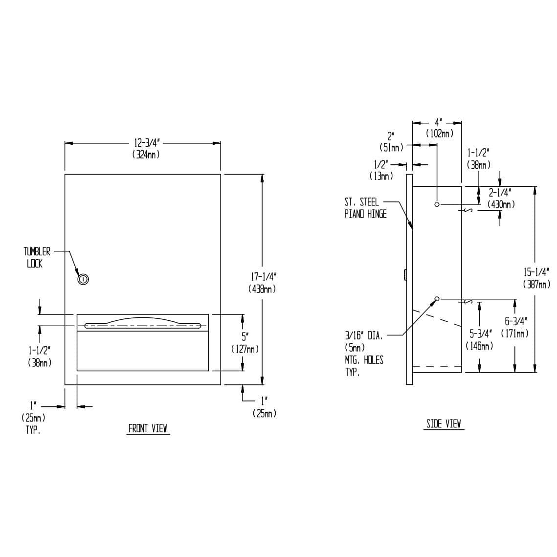ASI 6457 Commercial Paper Towel Dispenser, Recessed-Mounted, Stainless Steel - TotalRestroom.com