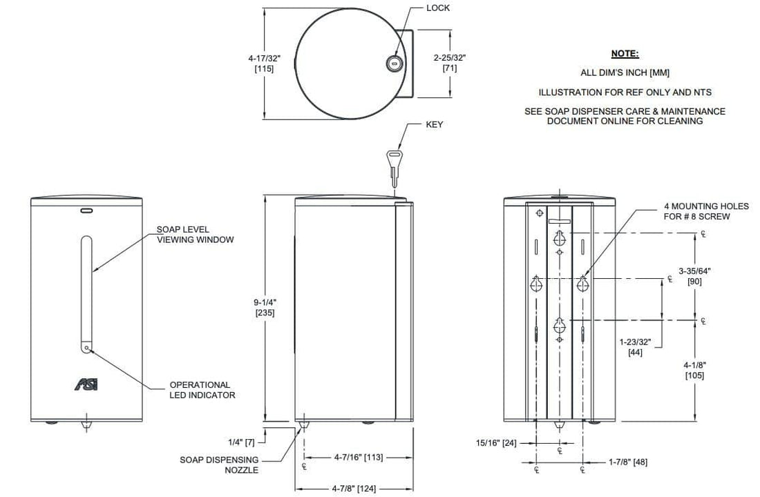 ASI 0360 Commercial Soap Dispenser, Surface-Mounted, Touch-Free