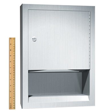ASI 0457-2 Commercial Paper Towel Dispenser, Semi-Recessed-Mounted, Stainless Steel