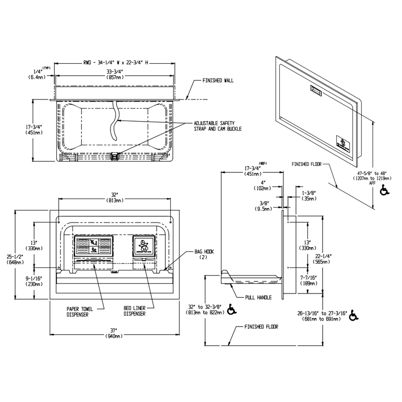 Ada height baby changing station online