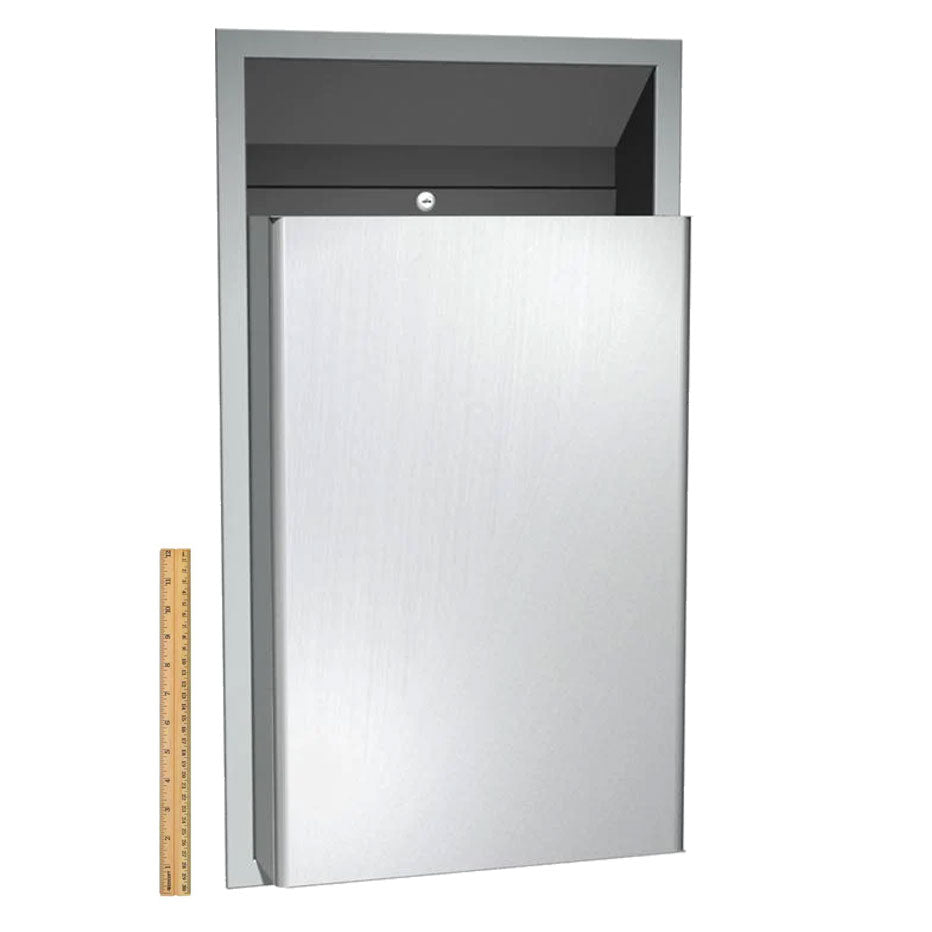 ASI 0458 Commercial Restroom Waste Receptacle, 12 Gallon, Semi-Recessed-Mounted, Stainless Steel