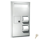 ASI 0482 Commercial Seat-Cover/ Toilet Paper Dispenser and Waste Receptacle, Recessed-Mounted, Stainless Steel