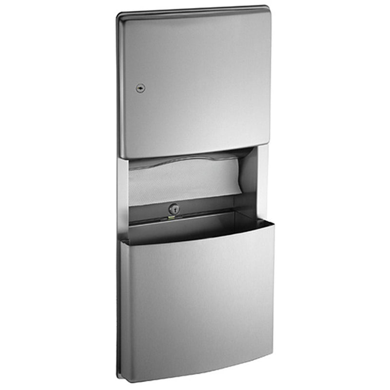 ASI 204623 Combination Commercial Paper Towel Dispenser/Waste Receptacle, Roval-Recessed-Mounted, Stainless Steel