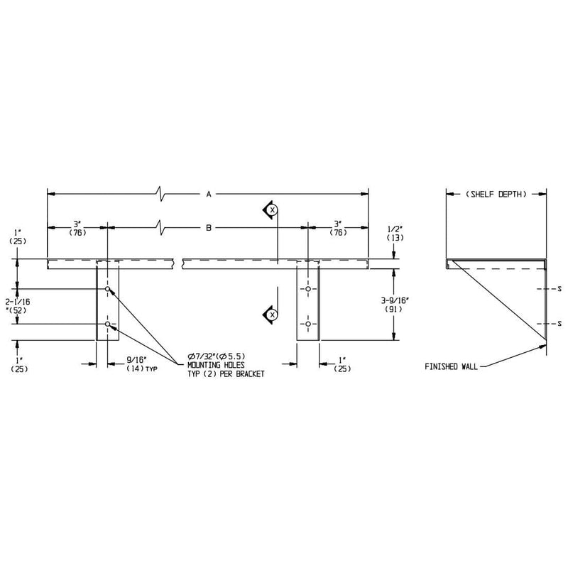 ASI 0692-512 Commercial Restroom Shelf, 5" D x 12"L, Surface-Mounted, Stainless Steel - TotalRestroom.com