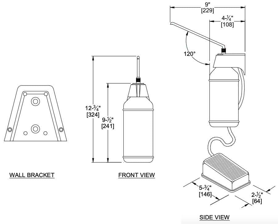 ASI 0349 Commercial Foot Operated Liquid Soap Dispenser, Countertop Mounted, Manual-Push, Plastic - 4