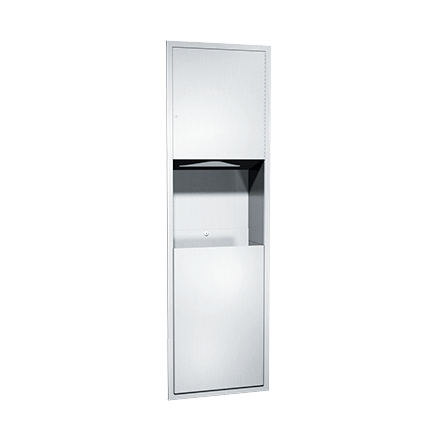 ASI 04697 Combination Commercial Paper Towel Dispenser/Waste Receptacle, Recessed-Mounted, Stainless Steel