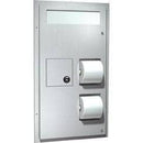 ASI 0481-HC Combination Commercial Seat Cover/Toilet Paper Dispensers/Sanitary Napkin Disposal, Partition-Mounted, Stainless Steel - TotalRestroom.com