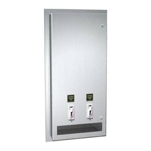 ASI 0464-25 Commercial Restroom Sanitary Napkin/ Tampon Dispenser, 25 Cents, Recessed-Mounted, Stainless Steel - TotalRestroom.com