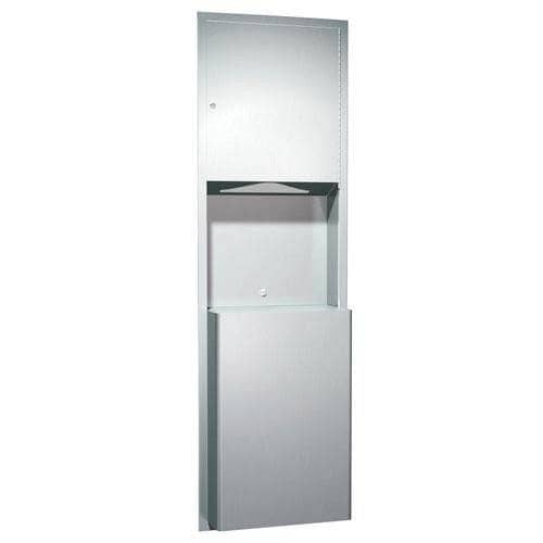 ASI 0469-BL Combination Commercial Paper Towel Dispenser/Waste Receptacle, Recessed-Mounted, Stainless Steel - TotalRestroom.com