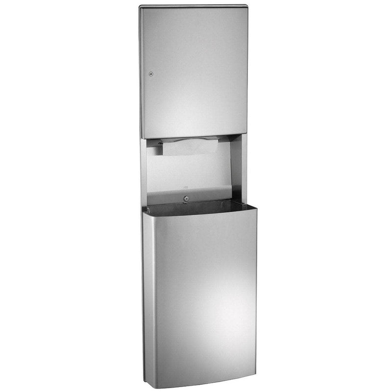ASI 0469-9 Combination Commercial Paper Towel Dispenser/Waste Receptacle, Wall Mounted, Stainless Steel - TotalRestroom.com