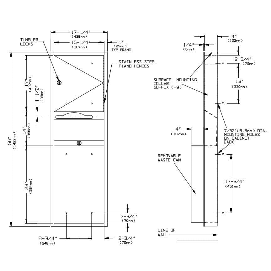 ASI 0469-9 Combination Commercial Paper Towel Dispenser/Waste Receptacle, Wall Mounted, Stainless Steel - TotalRestroom.com