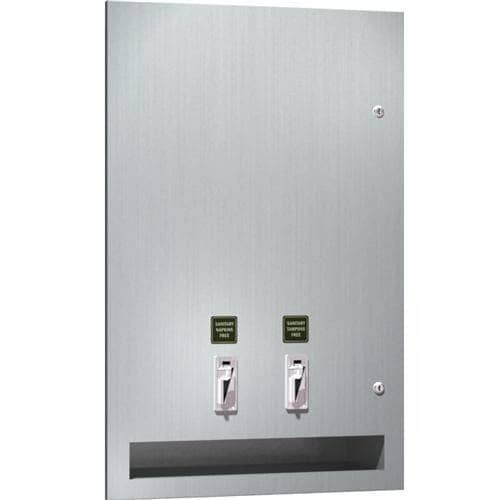 ASI 6468-25 Commercial Restroom Sanitary Napkin/ Tampon Dispenser, 25 Cents, Recessed-Mounted, Stainless Steel - TotalRestroom.com