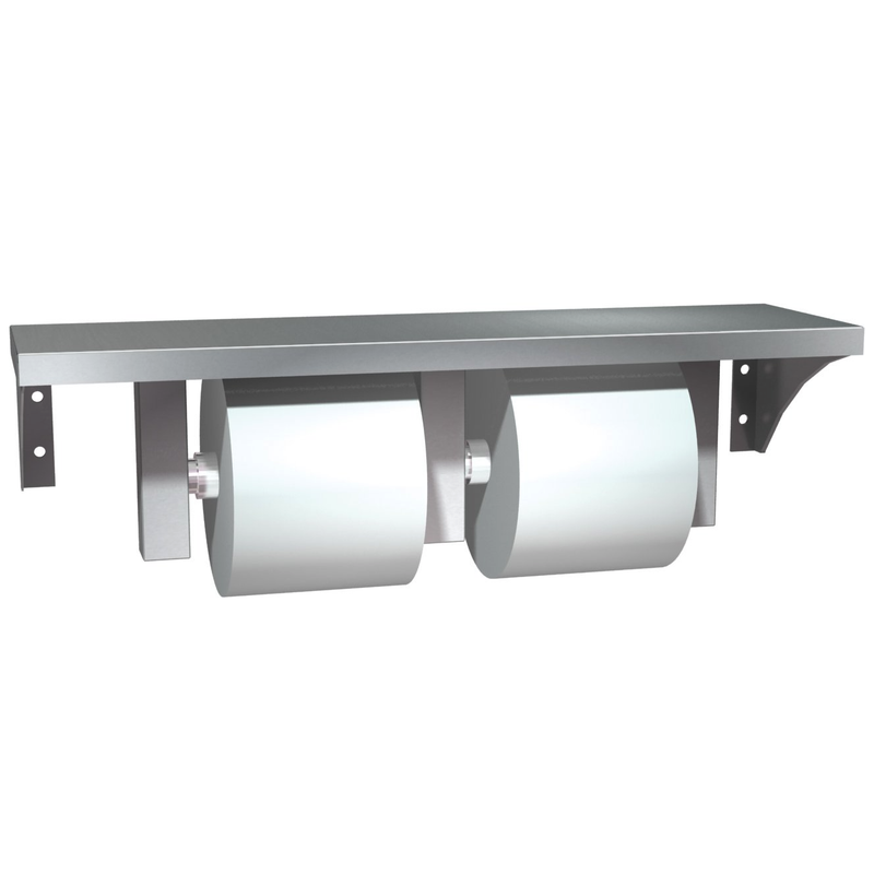 ASI 0697-GAL Commercial Toilet Paper Dispenser/Shelf, 5" W x 18" L, Wall-Mounted, Stainless Steel w/ Satin Finish