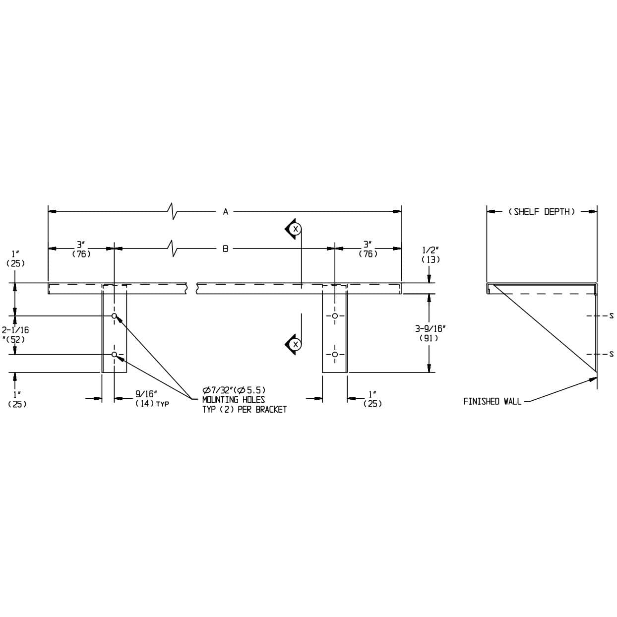 ASI 0692-824 Commercial Restroom Shelf, 8