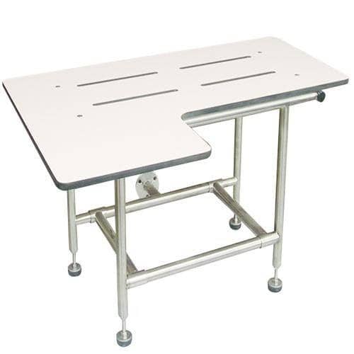 ASI 8202 L-Shaped Four-Leg Fold-Up Shower Seat, 33-1/2" W x 21" D, Phenolic - TotalRestroom.com