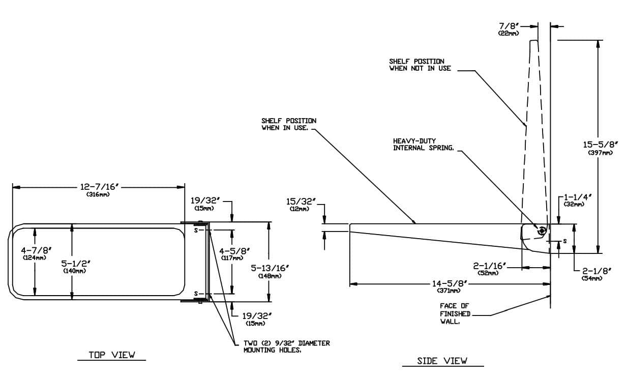 ASI 0698 Commercial Restroom Utility Shelf, 5-3/16
