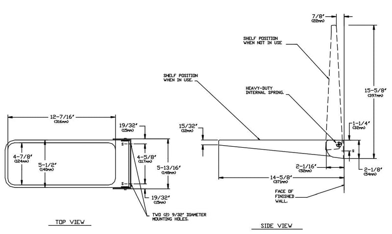 ASI 0698 Commercial Restroom Utility Shelf, 5-3/16"W x 12-7/16" L, Surface-Mounted, Stainless Steel - TotalRestroom.com