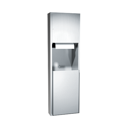 ASI 04692-6 Combination Commercial Paper Towel Dispenser/Waste Receptacle, Semi-Recessed-Mounted, Stainless Steel