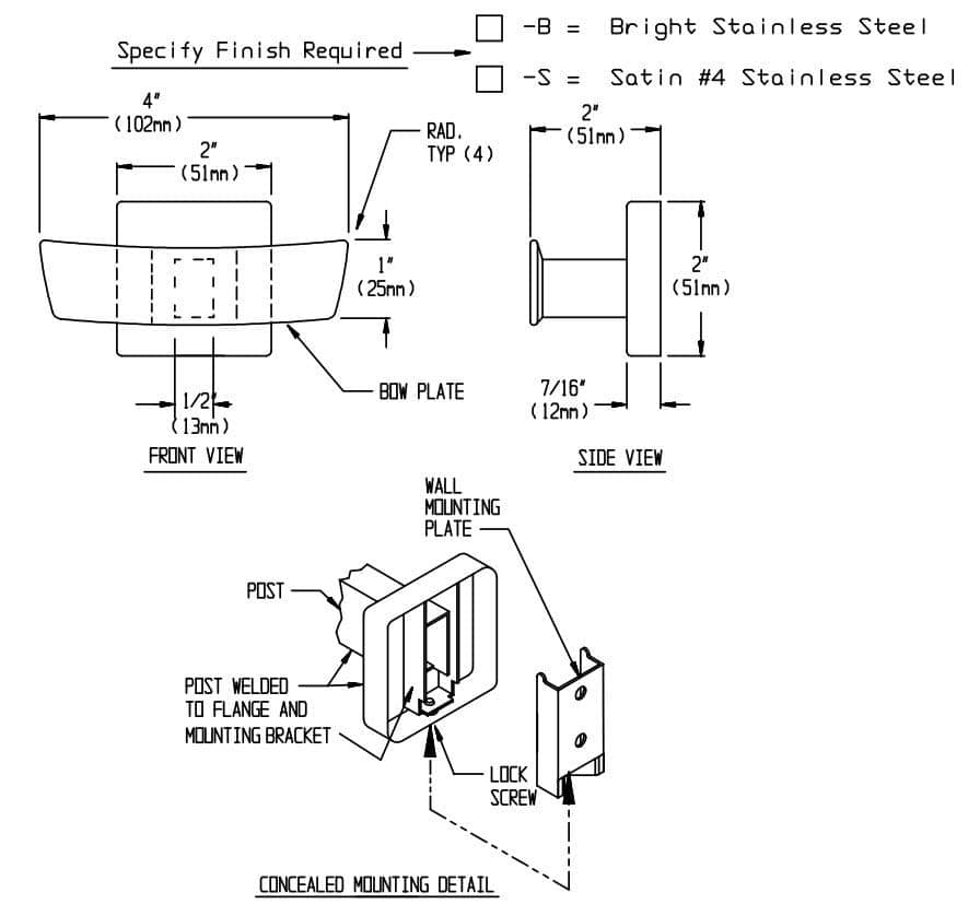 ASI 7345-B Commercial Heavy-Duty Double Robe Hook, Stainless Steel w/ Satin Finish
