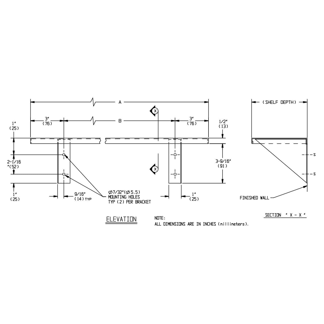 ASI 0692-830 Commercial Restroom Shelf, 8