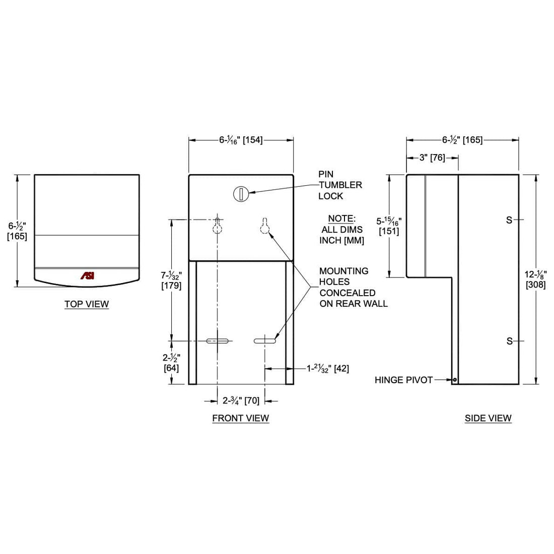 ASI 20030 Commercial Toilet Tissue Dispenser, Roval-Surface