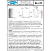 Bobrick B-4262 Commercial Paper Towel Dispenser, Surface-Mounted, Stainless Steel