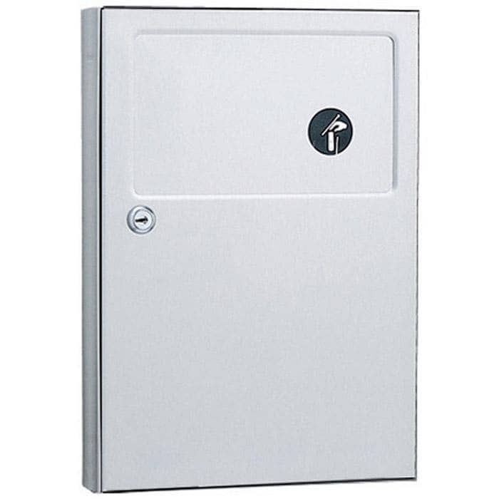 Bobrick B-354 Commercial Restroom Sanitary Napkin Disposal, Partition-Mounted, Stainless Steel