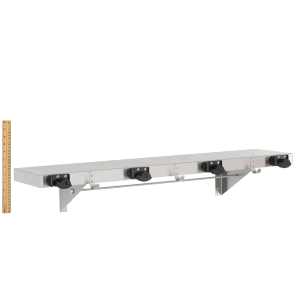 Bobrick B-224x36 Commercial Shelf w/ Mop/Broom Holders and Rag Hooks, 8" W x 36" L, Stainless Steel
