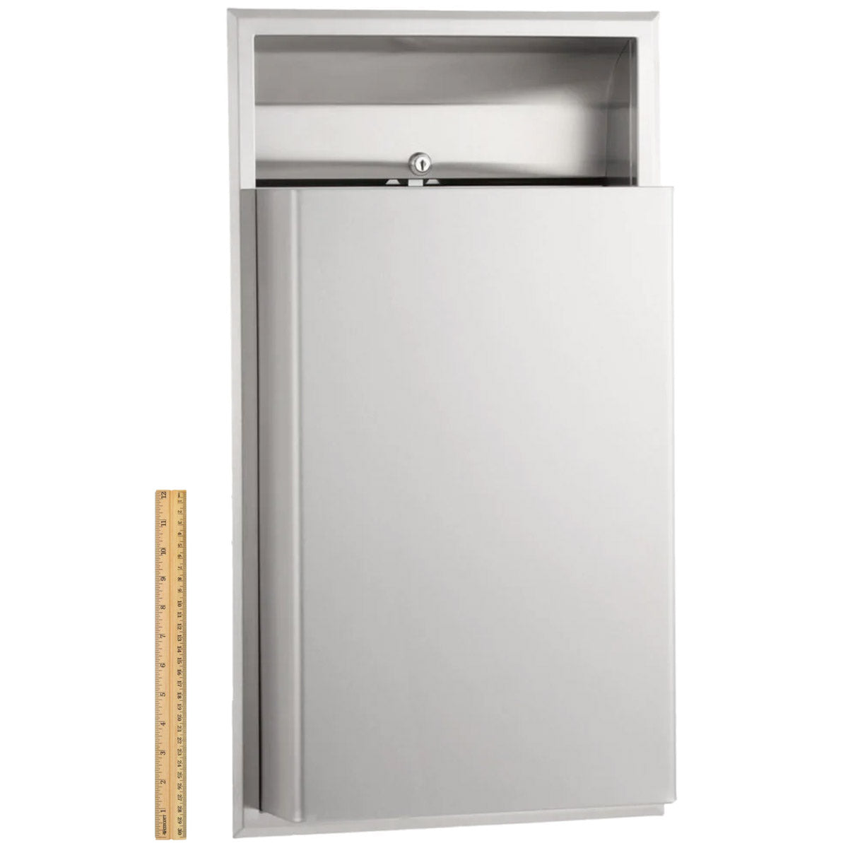 Bobrick B-3644 Commercial Restroom Sanitary Waste Bin, 12 Gallon, Recessed-Mounted, Stainless Steel