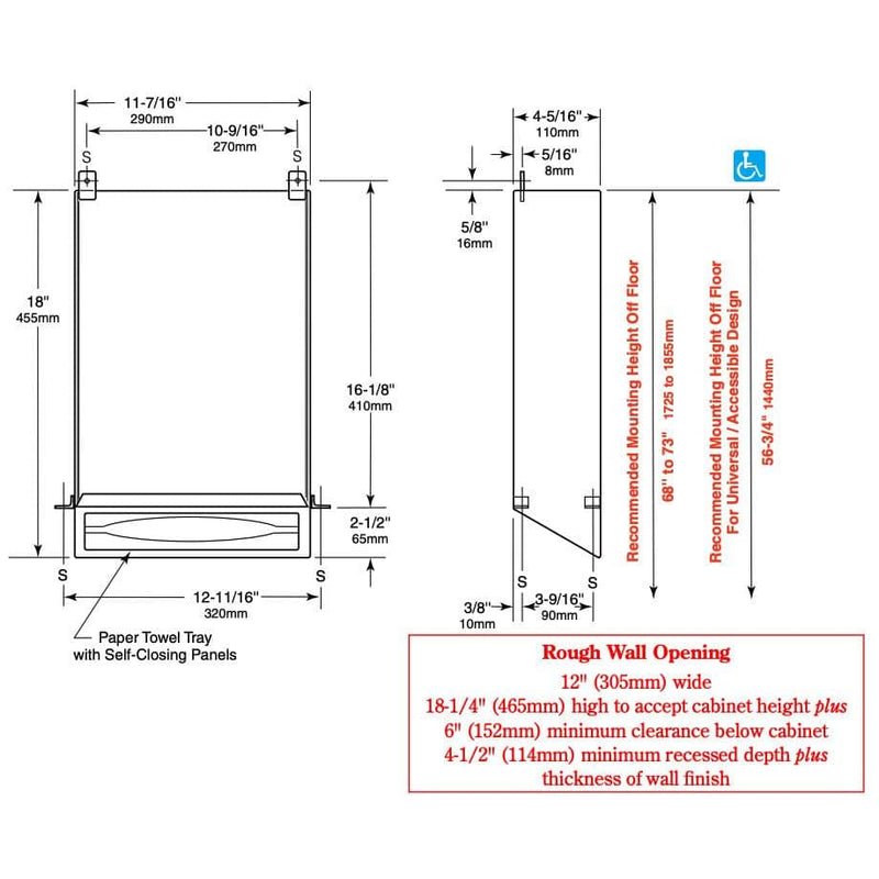 Bobrick B-318 Commercial Paper Towel Dispenser, Surface-Mounted, Stainless Steel - TotalRestroom.com