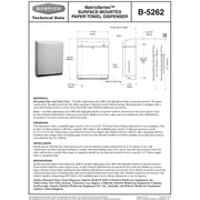 Bobrick B-5262 Commercial Paper Towel Dispenser, Surface-Mounted, Plastic