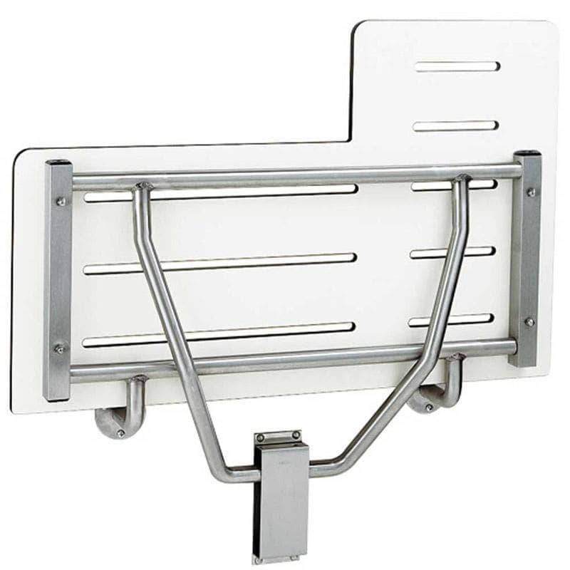 Bobrick B-5181 Reversible Folding Restroom Shower Seat, 360 lb Load Capacity, Phenolic - TotalRestroom.com