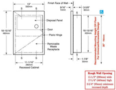 Bobrick B-35303 Commercial Restroom Sanitary Napkin/Tampon Disposal, Recessed-Mounted, Stainless Steel - TotalRestroom.com