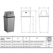 Bobrick B-2280 Commercial Restroom Sanitary Waste Bin, 21 Gallon, Free-Standing, 14