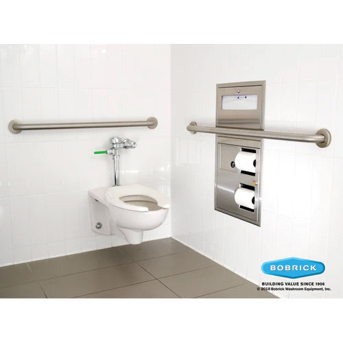 Bobrick B-3574 Combination Commercial Seat-Cover/Sanitary Napkin/Toilet Paper Dispenser, Left-Side, Recessed-Mounted, Stainless Steel