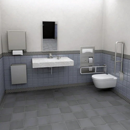 Bobrick B-3574 Combination Commercial Seat-Cover/Sanitary Napkin/Toilet Paper Dispenser, Left-Side, Recessed-Mounted, Stainless Steel