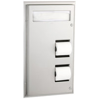 Bobrick B-347 Combination Commercial Seat-Cover Dispenser/Toilet Paper Dispenser, Partition-Mounted, Stainless Steel